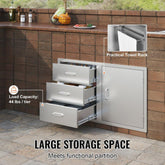Outdoor Kitchen Door Drawer Combo 38.3''W x 22.7''H x 20.7''D, BBQ Access Door/Triple Drawers Combo with Stainless Steel Handles, Perfect for BBQ Island Patio Grill Station